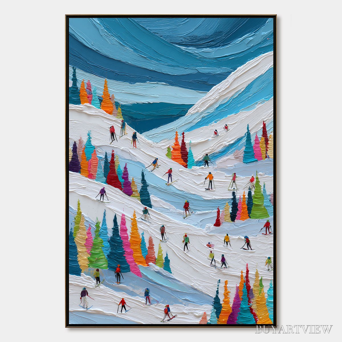 ARTOVITAS Alpine Rush – Vibrant Textured Ski Slope Painting - image 1