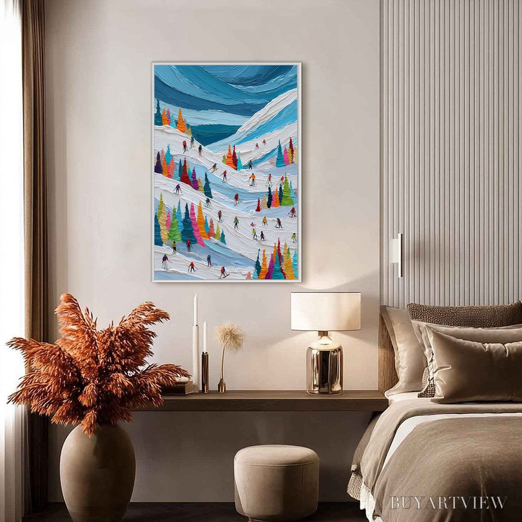 ARTOVITAS Alpine Rush – Vibrant Textured Ski Slope Painting - image 4