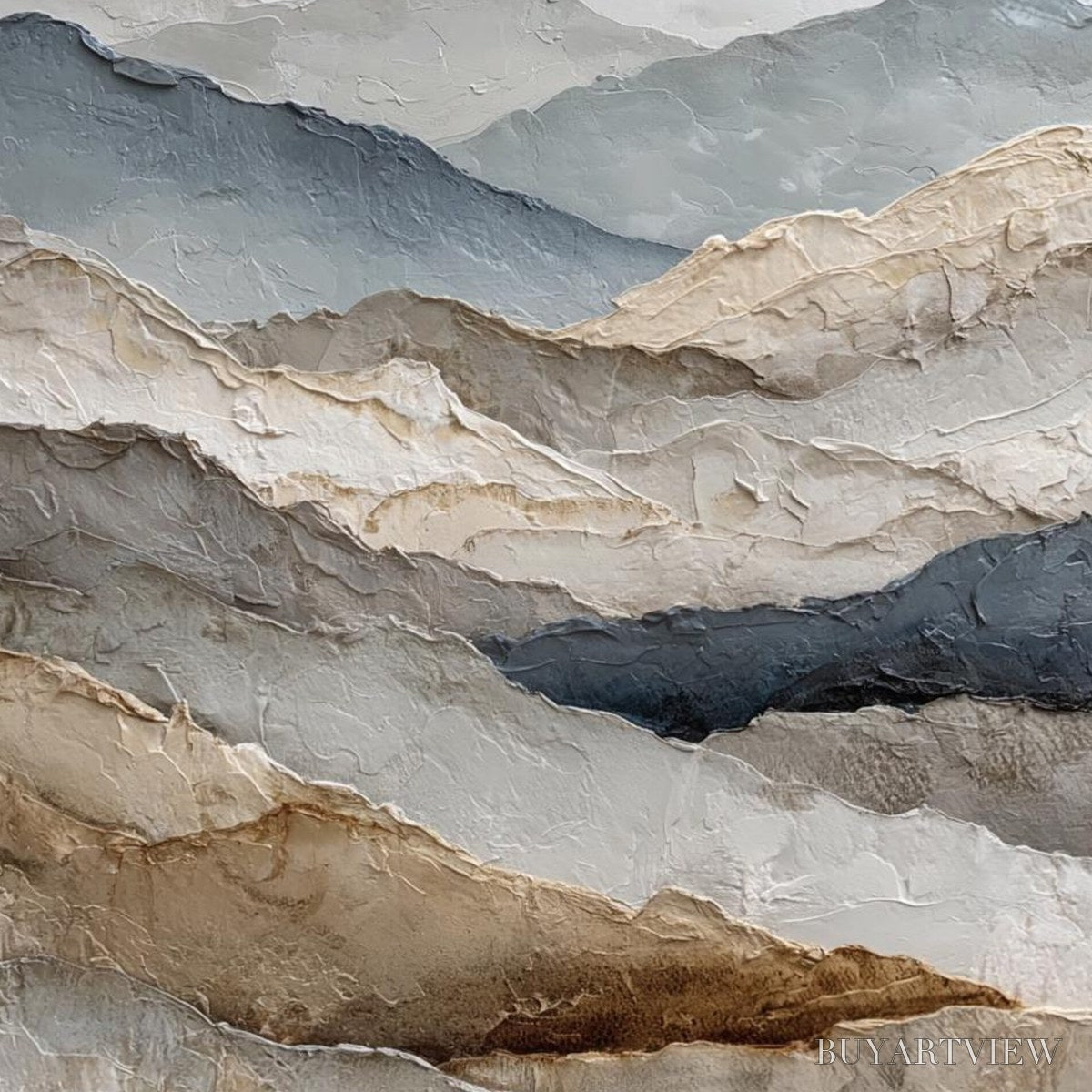 ARTOVITAS Whispering Ridges – Textured Wabi Sabi Mountain Landscape Painting - image 4