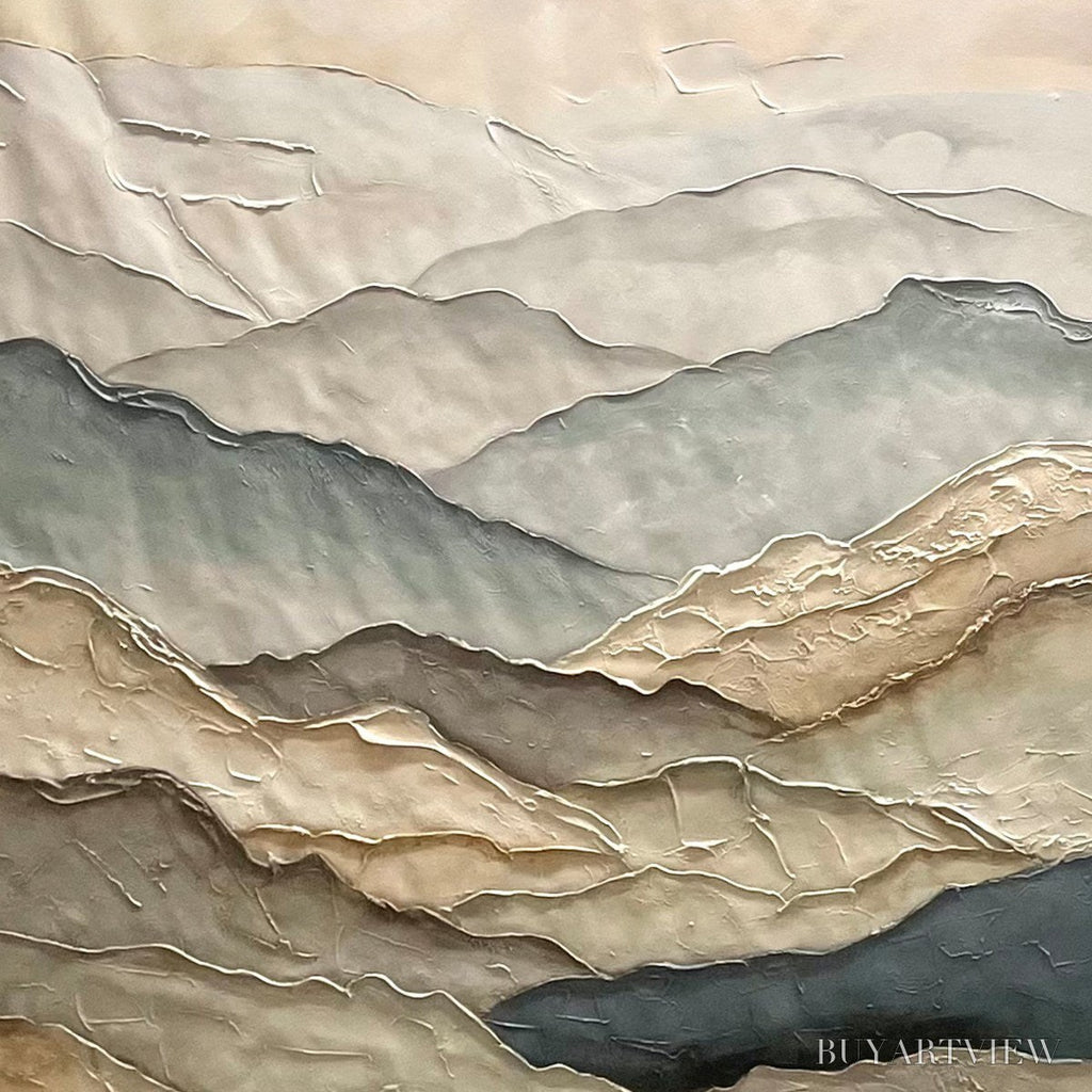 ARTOVITAS Whispering Ridges – Textured Wabi Sabi Mountain Landscape Painting - image 6