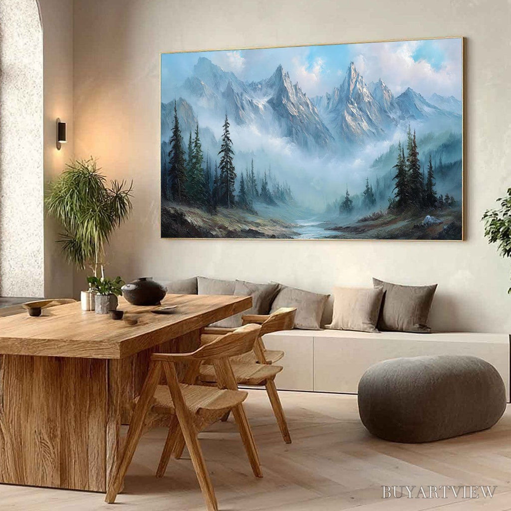 ARTOVITAS Alpine Whisper – Traditional Mountains and Valley Oil Painting - image 6