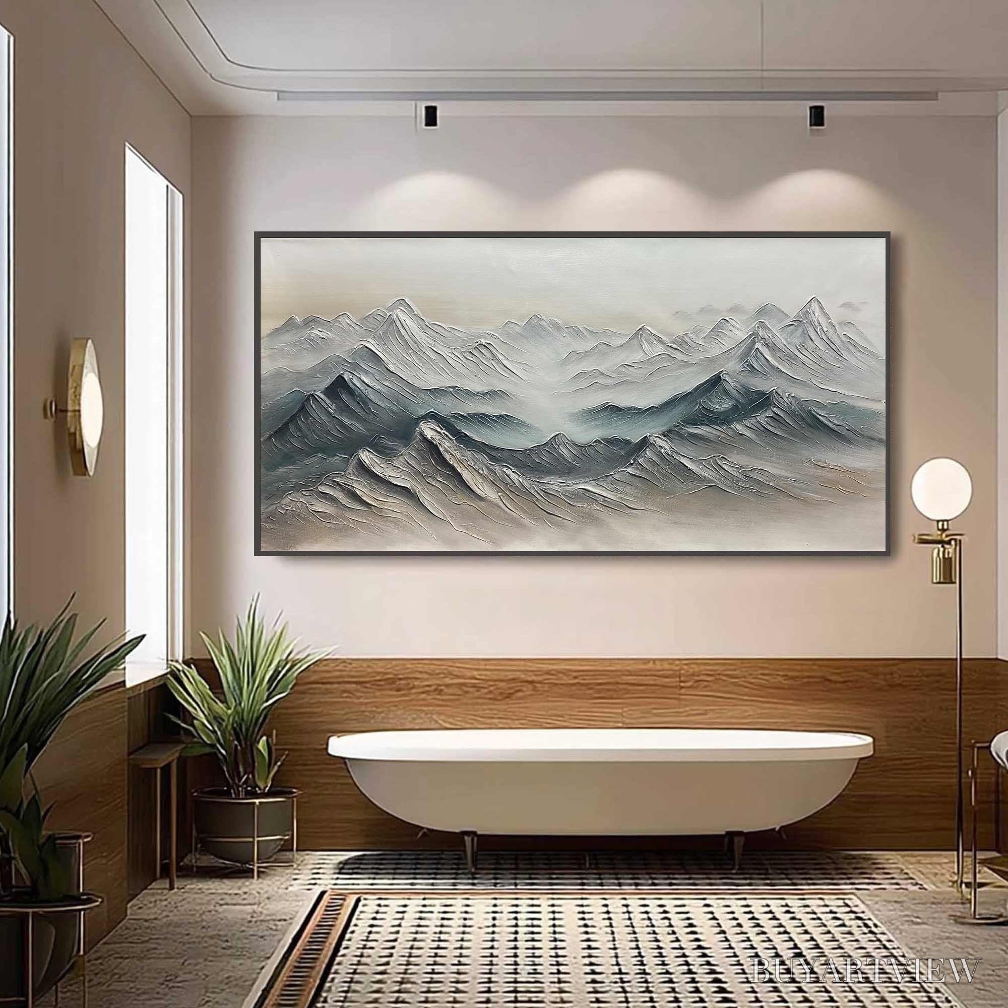 ARTOVITAS Ready to Ship | Frozen Peaks – Textured Minimalist Mountain Landscape - image 1