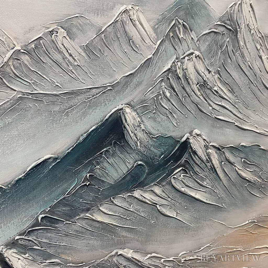 ARTOVITAS Ready to Ship | Frozen Peaks – Textured Minimalist Mountain Landscape - image 2