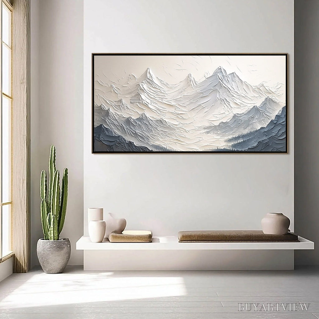 ARTOVITAS Alpine Majesty – Textured Minimalist Mountain Painting - image 2