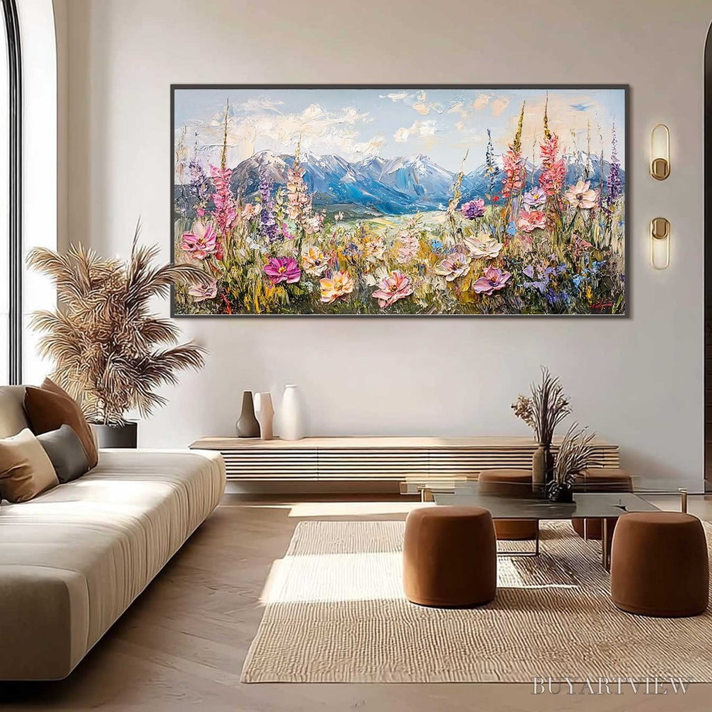 ARTOVITAS Valley Blossom – Impasto Mountain Wildflower Painting - image 2