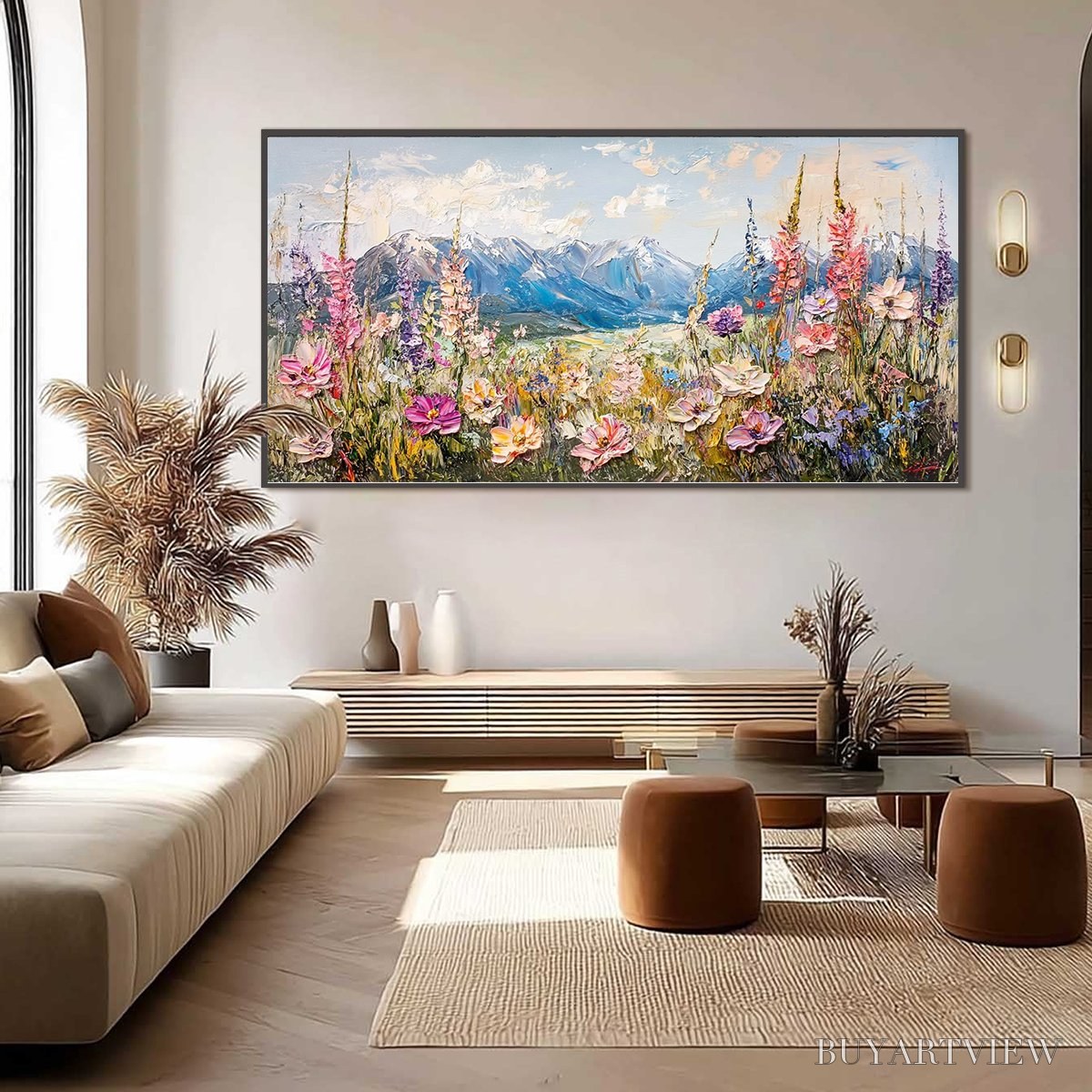ARTOVITAS Valley Blossom – Impasto Mountain Wildflower Painting - image 2
