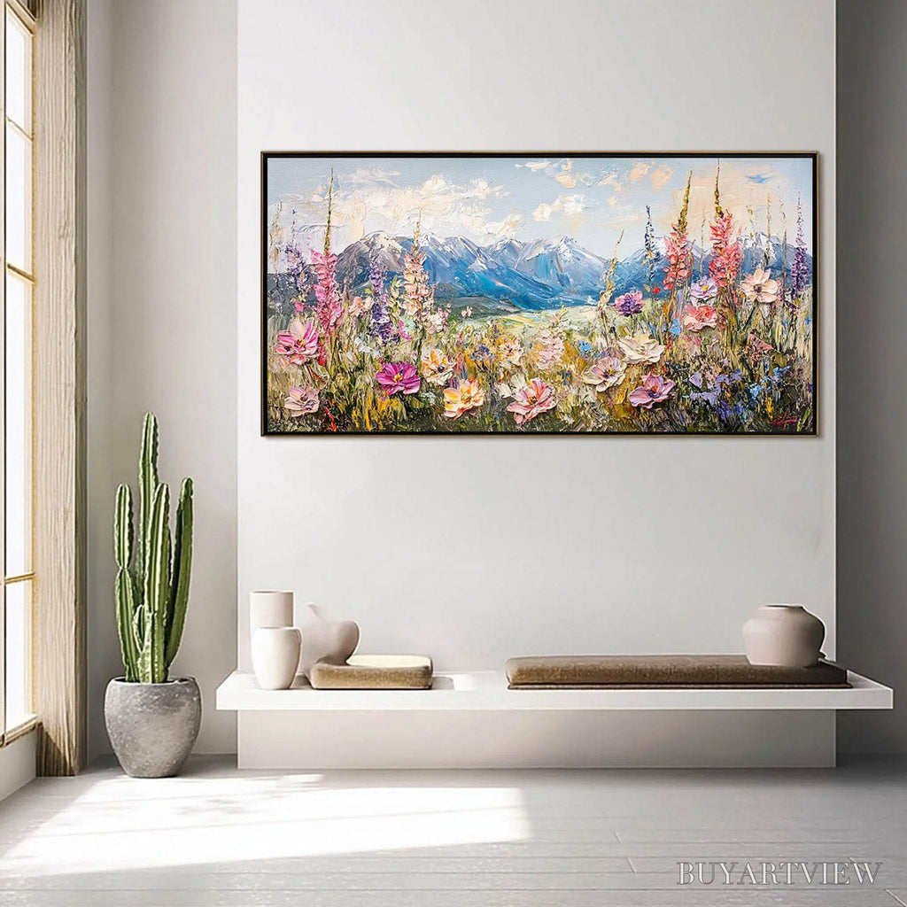 ARTOVITAS Valley Blossom – Impasto Mountain Wildflower Painting - image 3