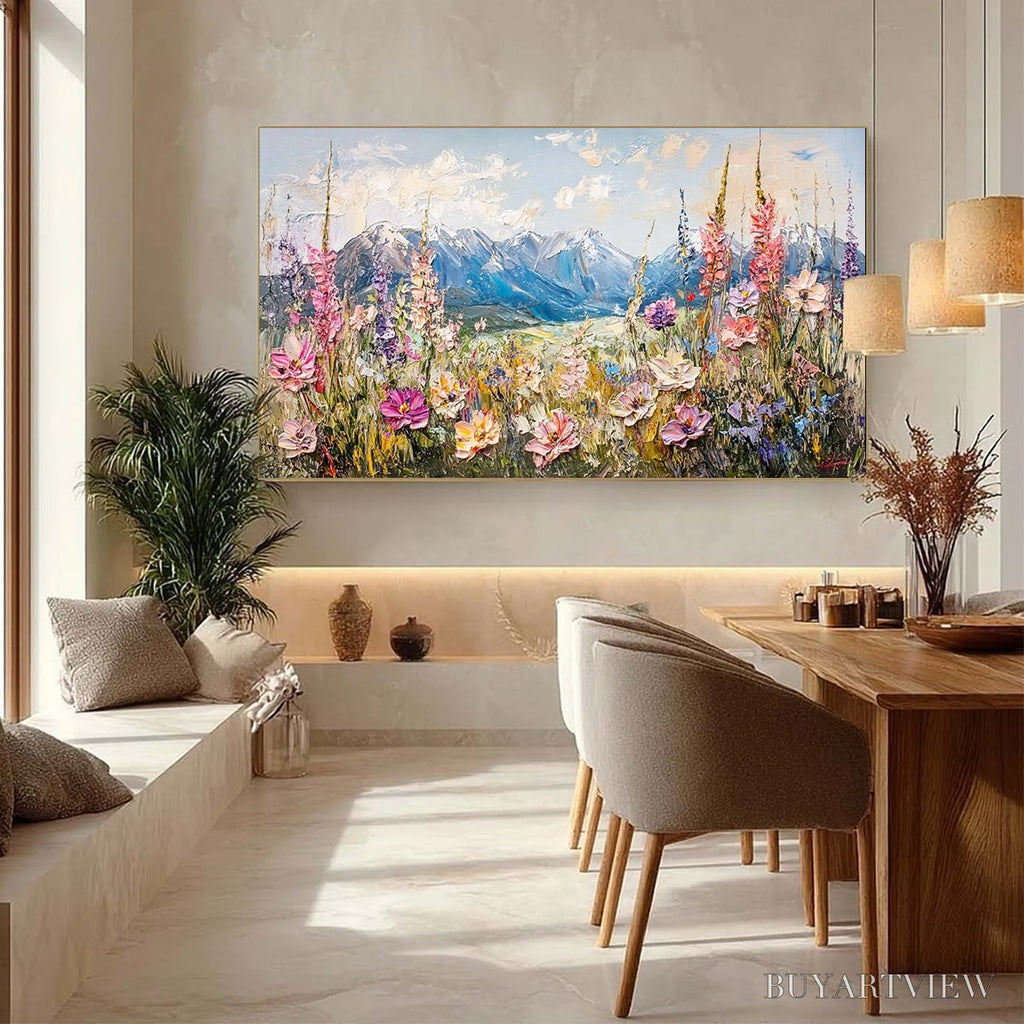 ARTOVITAS Valley Blossom – Impasto Mountain Wildflower Painting - image 4