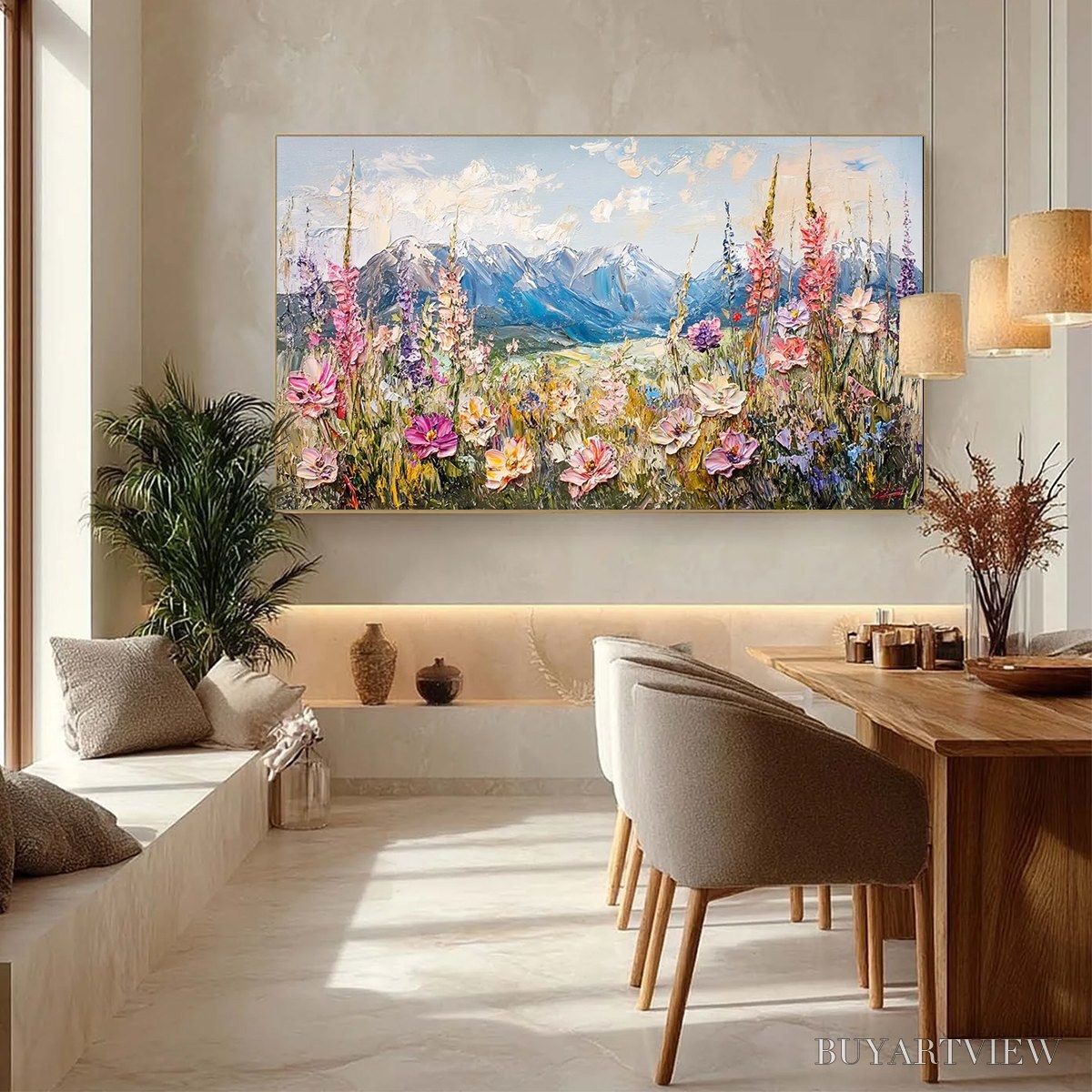 ARTOVITAS Valley Blossom – Impasto Mountain Wildflower Painting - image 4