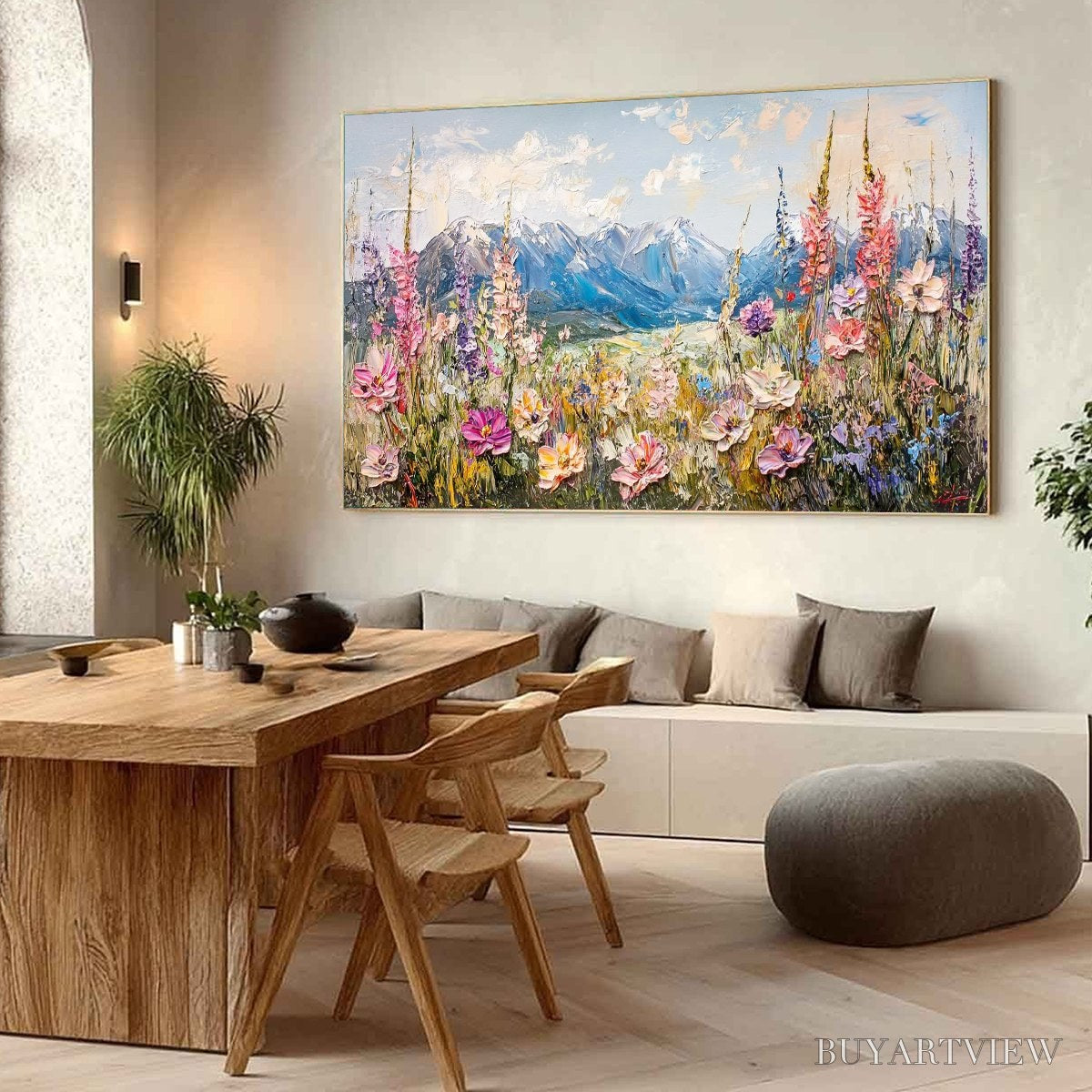 ARTOVITAS Valley Blossom – Impasto Mountain Wildflower Painting - image 5