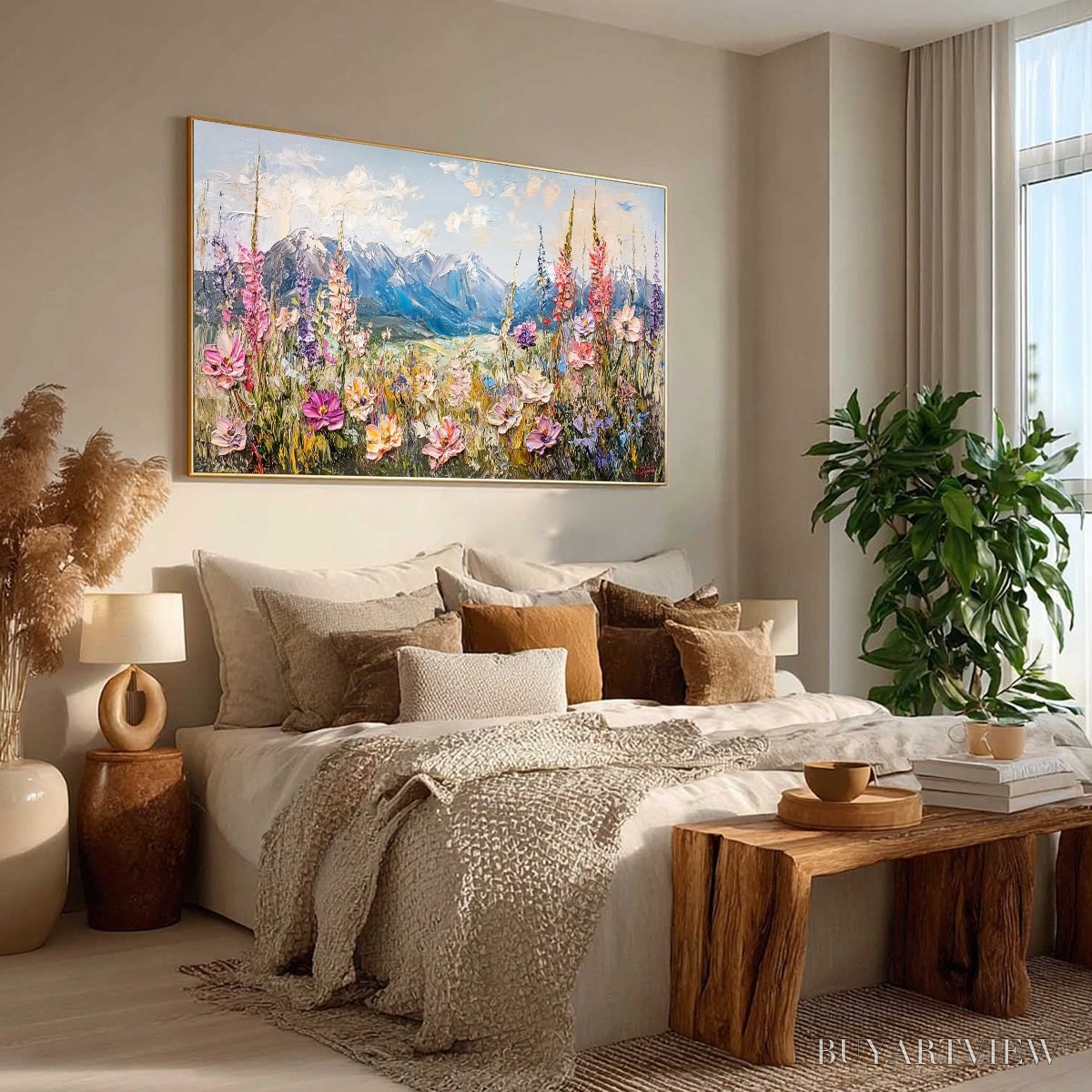 ARTOVITAS Valley Blossom – Impasto Mountain Wildflower Painting - image 6