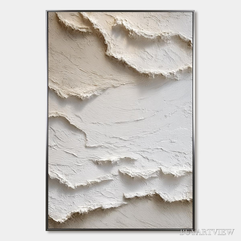 ARTOVITAS Alpine Whispers – Textured White Abstract Oil Painting - image 1