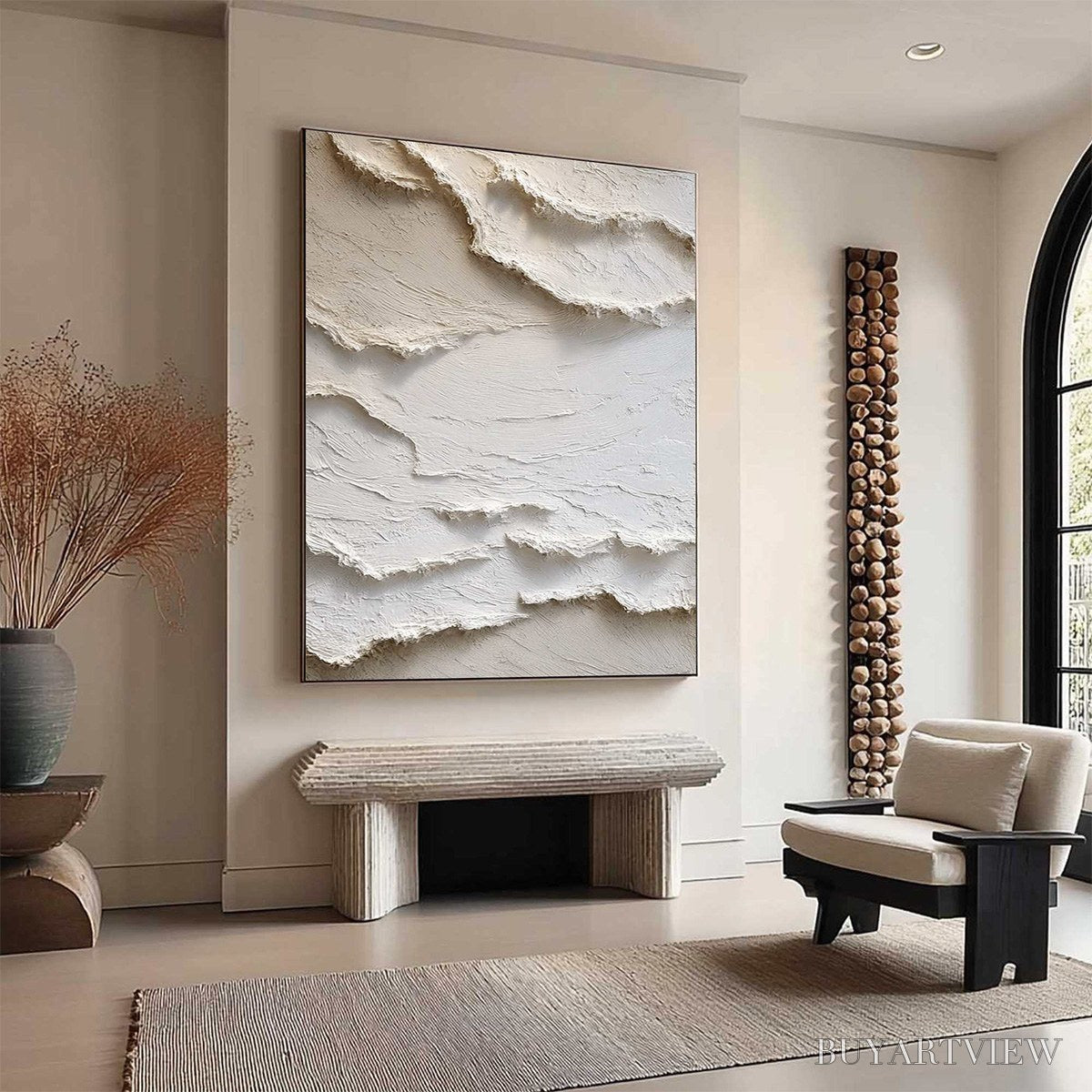 ARTOVITAS Alpine Whispers – Textured White Abstract Oil Painting - image 5