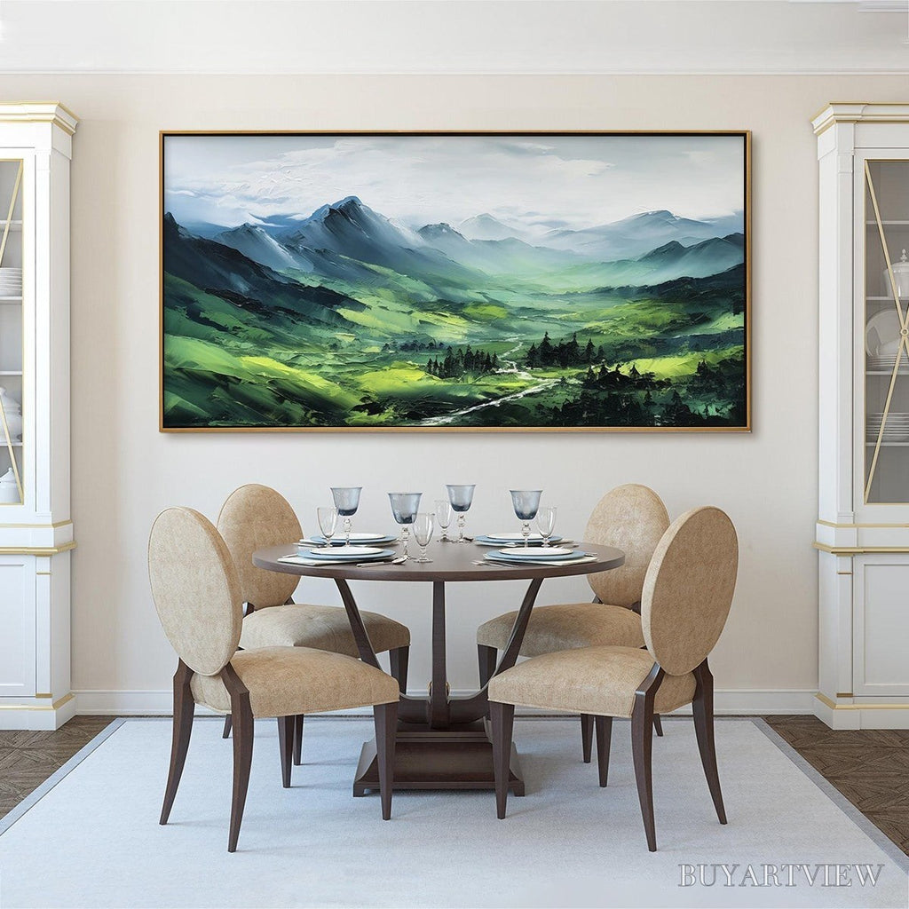 ARTOVITAS Verdant Valley Vista – Textured Abstract Landscape Oil Painting - image 6