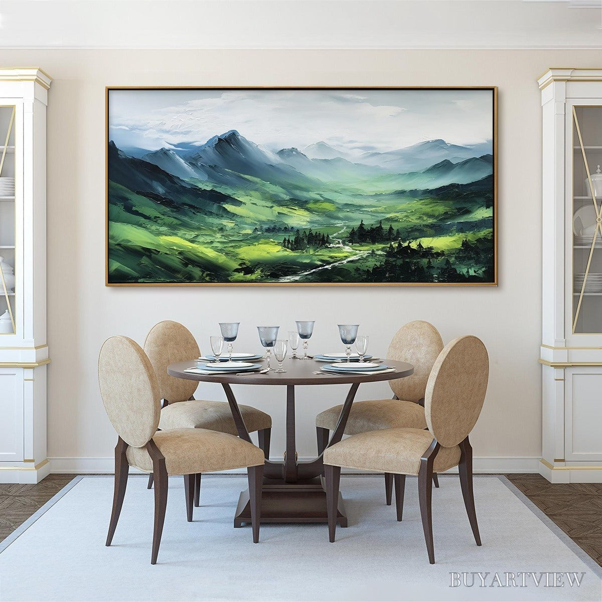 ARTOVITAS Verdant Valley Vista – Textured Abstract Landscape Oil Painting - image 6