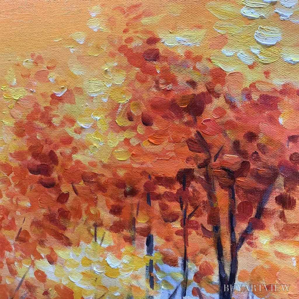 ARTOVITAS Autumn Serenade – Tranquil Lake and Mountain Landscape Oil Painting - image 3