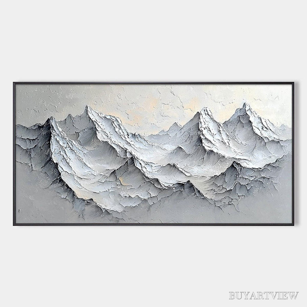 ARTOVITAS Frozen Peaks – Textured Impasto Mountain Landscape Oil Painting - image 1