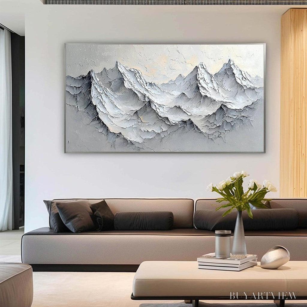 ARTOVITAS Frozen Peaks – Textured Impasto Mountain Landscape Oil Painting - image 2