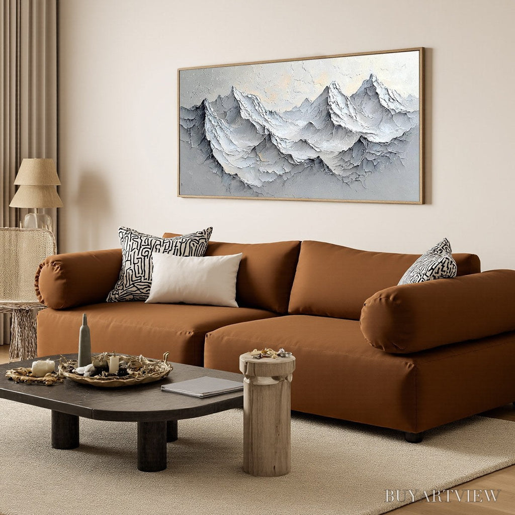 ARTOVITAS Frozen Peaks – Textured Impasto Mountain Landscape Oil Painting - image 4