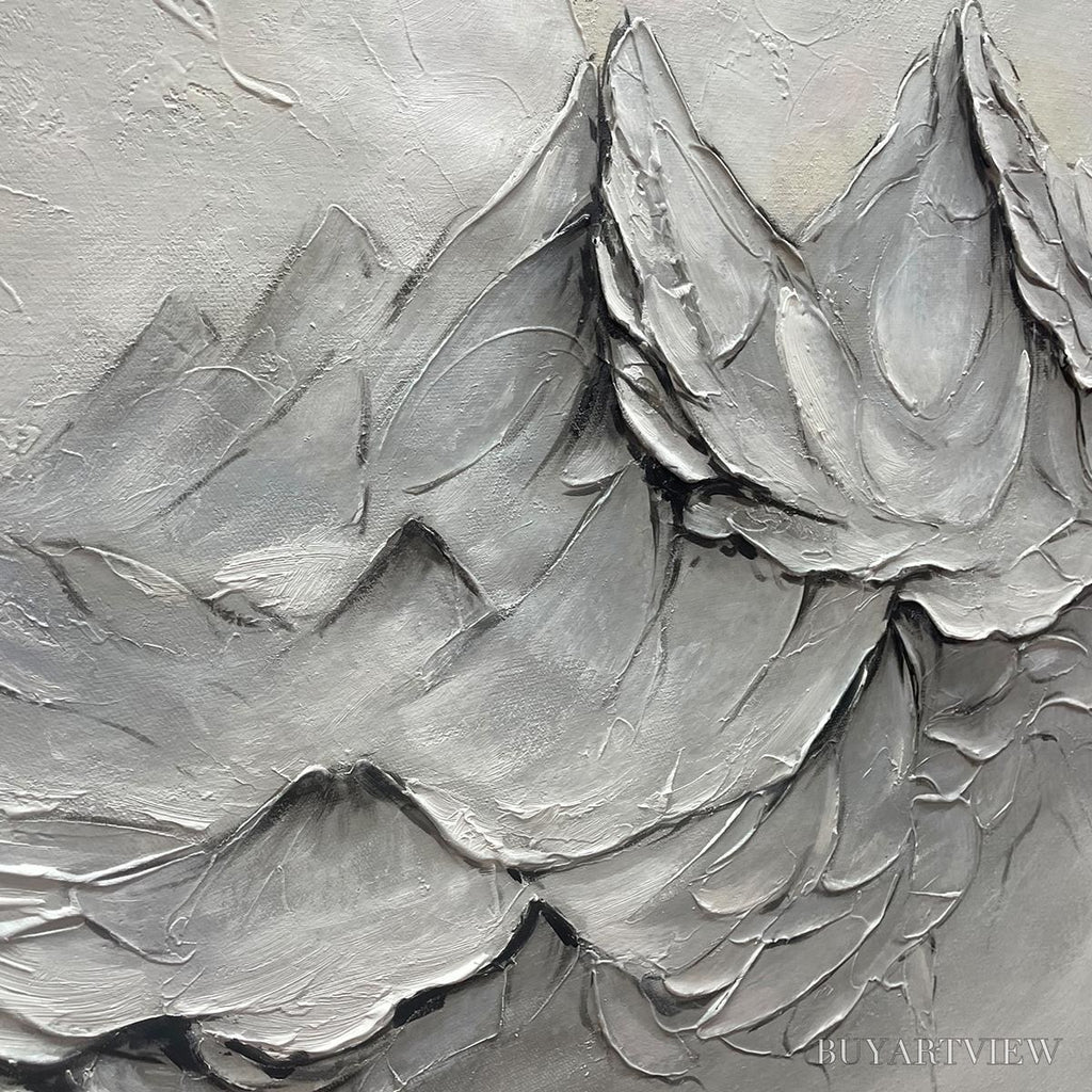ARTOVITAS Frozen Peaks – Textured Impasto Mountain Landscape Oil Painting - image 5