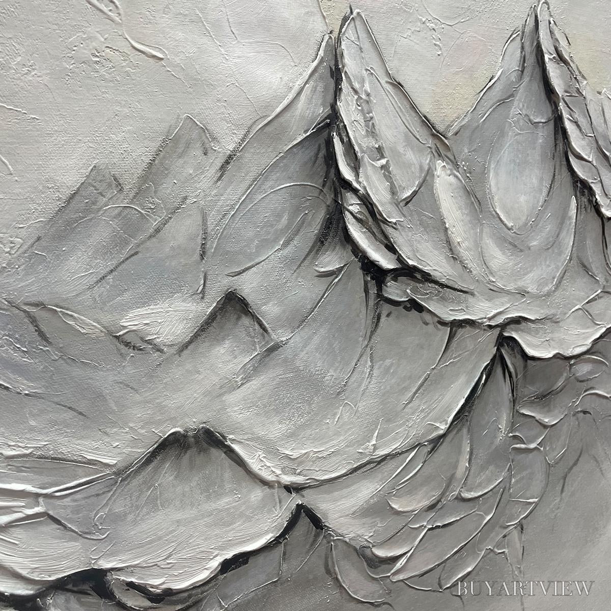 ARTOVITAS Frozen Peaks – Textured Impasto Mountain Landscape Oil Painting - image 5