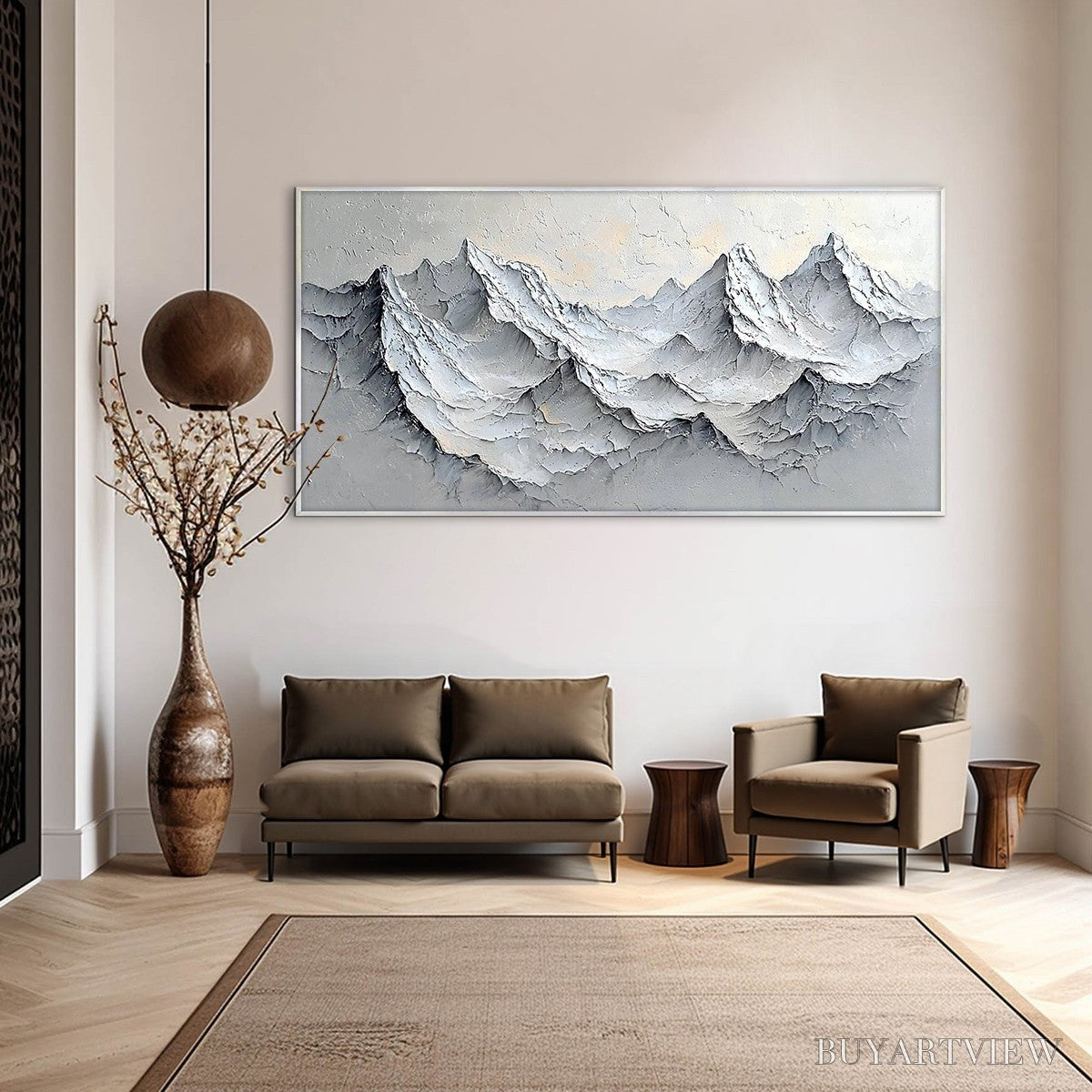 ARTOVITAS Frozen Peaks – Textured Impasto Mountain Landscape Oil Painting - image 6