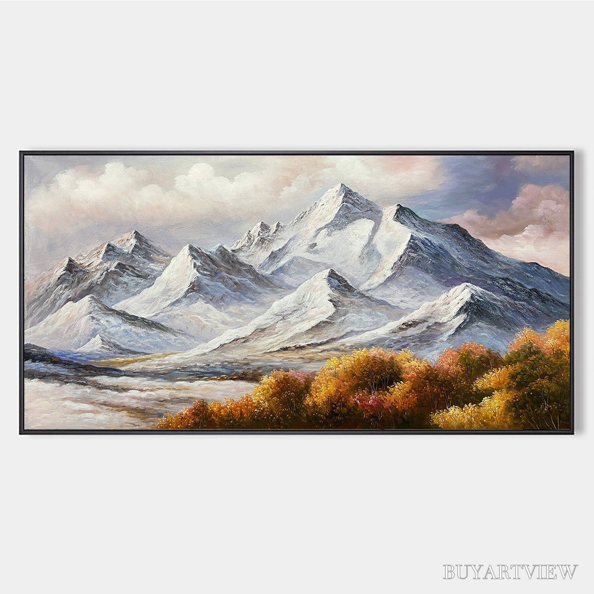 ARTOVITAS Autumn Majesty – Panoramic Mountain Landscape Oil Painting with Autumn Foliage - image 1