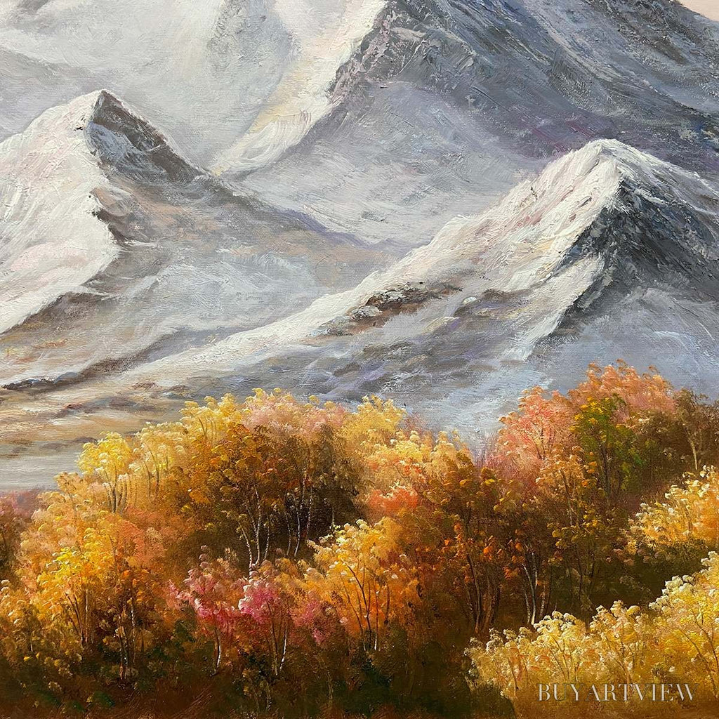 ARTOVITAS Autumn Majesty – Panoramic Mountain Landscape Oil Painting with Autumn Foliage - image 3