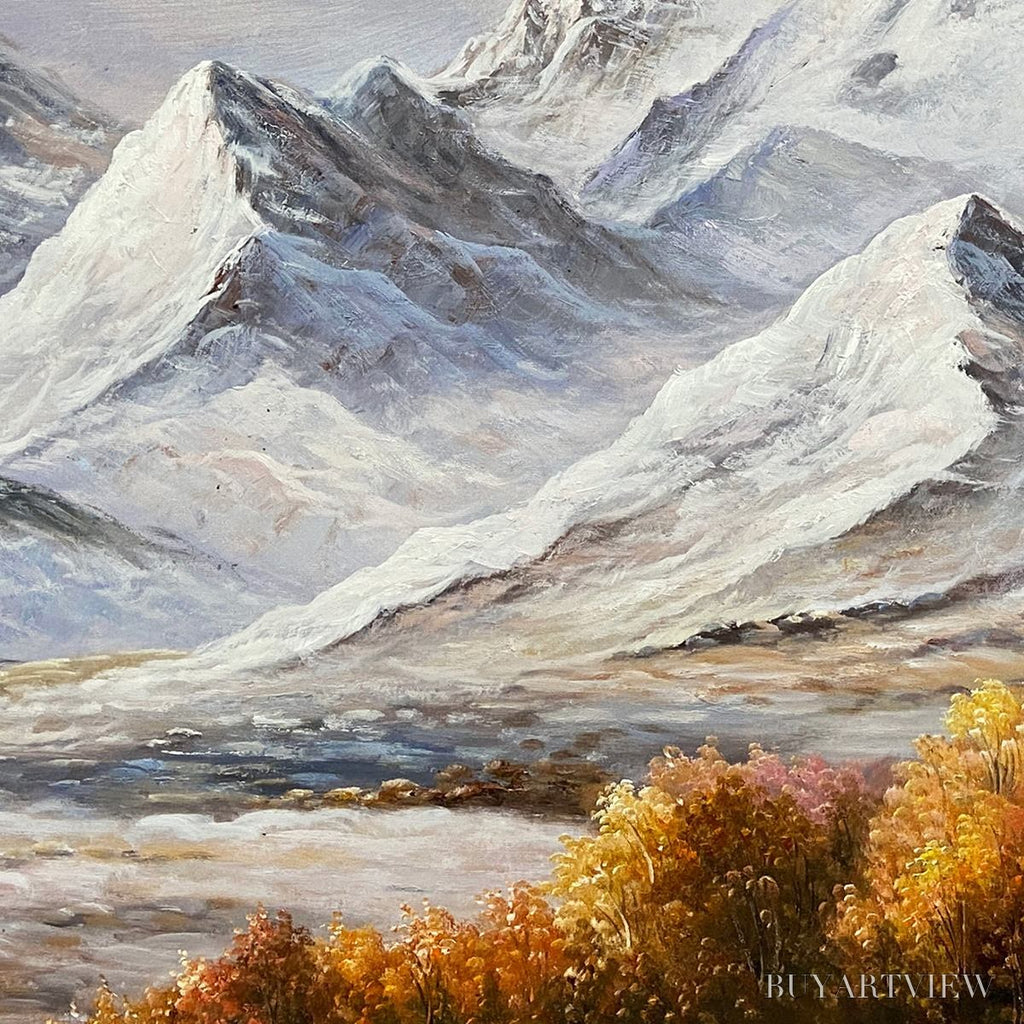 ARTOVITAS Autumn Majesty – Panoramic Mountain Landscape Oil Painting with Autumn Foliage - image 5