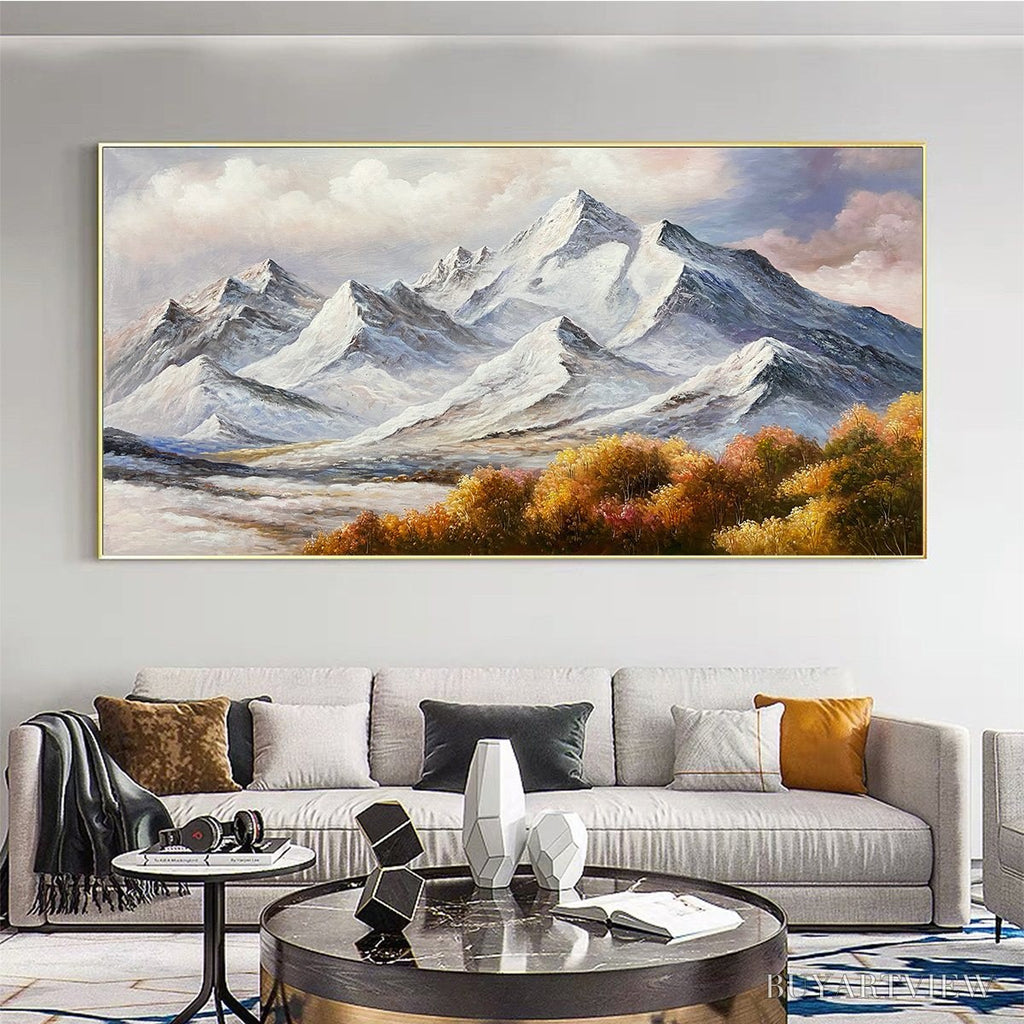ARTOVITAS Autumn Majesty – Panoramic Mountain Landscape Oil Painting with Autumn Foliage - image 6