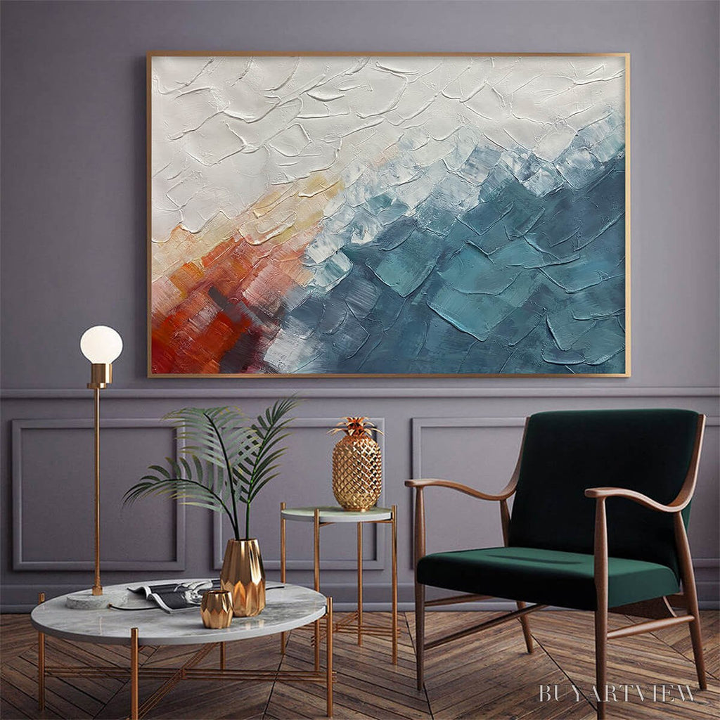 ARTOVITAS Alpine Glow – Abstract Mountain Impasto Oil Painting - image 2