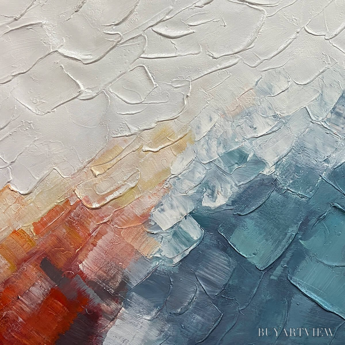 ARTOVITAS Alpine Glow – Abstract Mountain Impasto Oil Painting - image 3