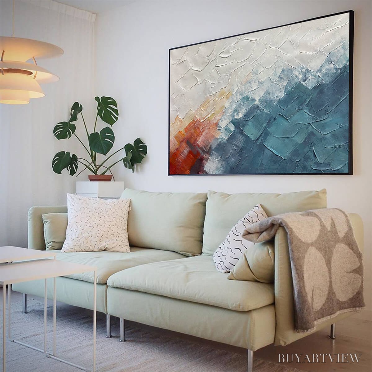 ARTOVITAS Alpine Glow – Abstract Mountain Impasto Oil Painting - image 4