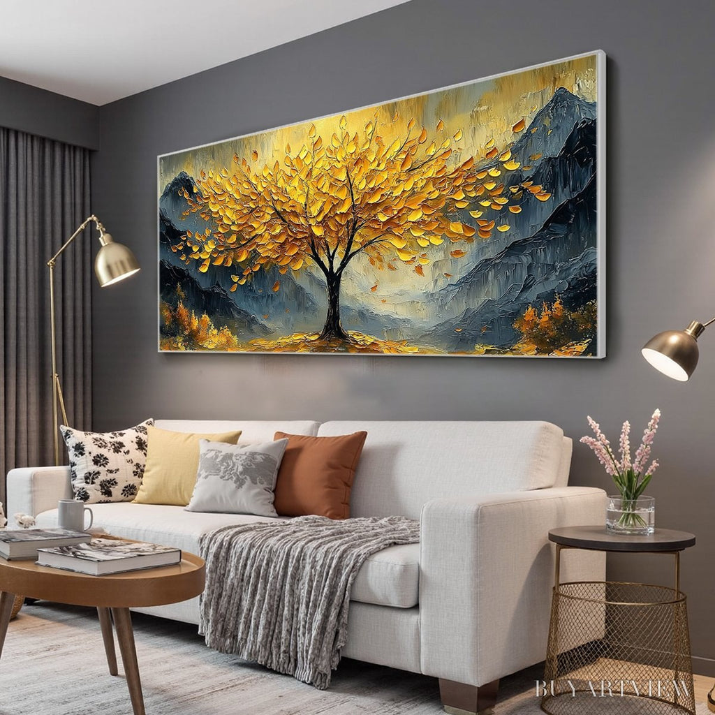 ARTOVITAS Golden Majesty – Textured Landscape Oil Painting - image 4
