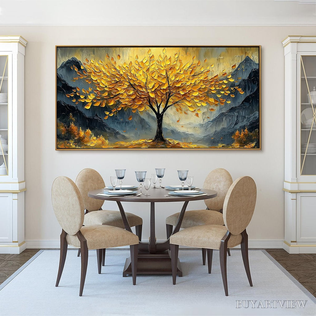 ARTOVITAS Golden Majesty – Textured Landscape Oil Painting - image 6