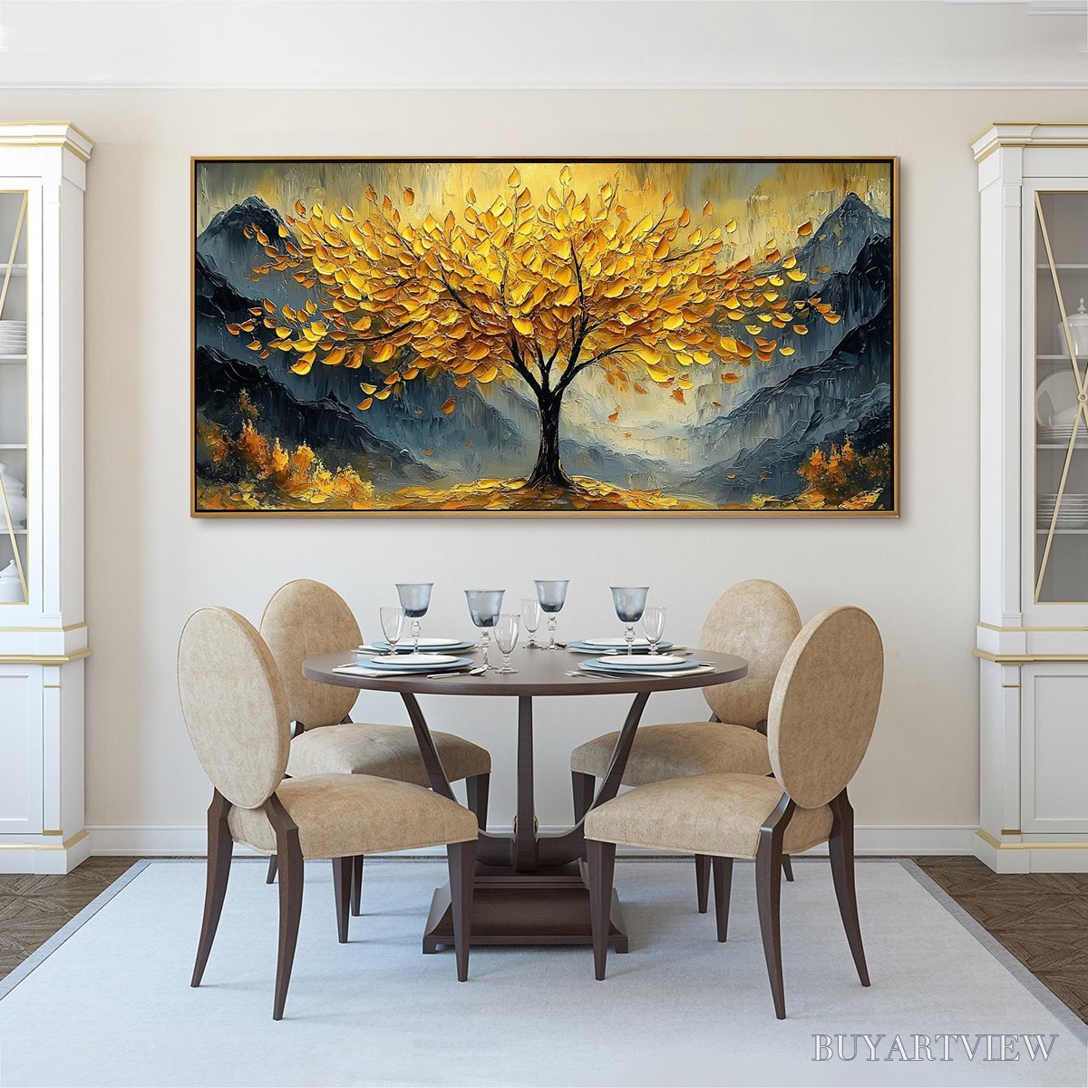 ARTOVITAS Golden Majesty – Textured Landscape Oil Painting - image 6
