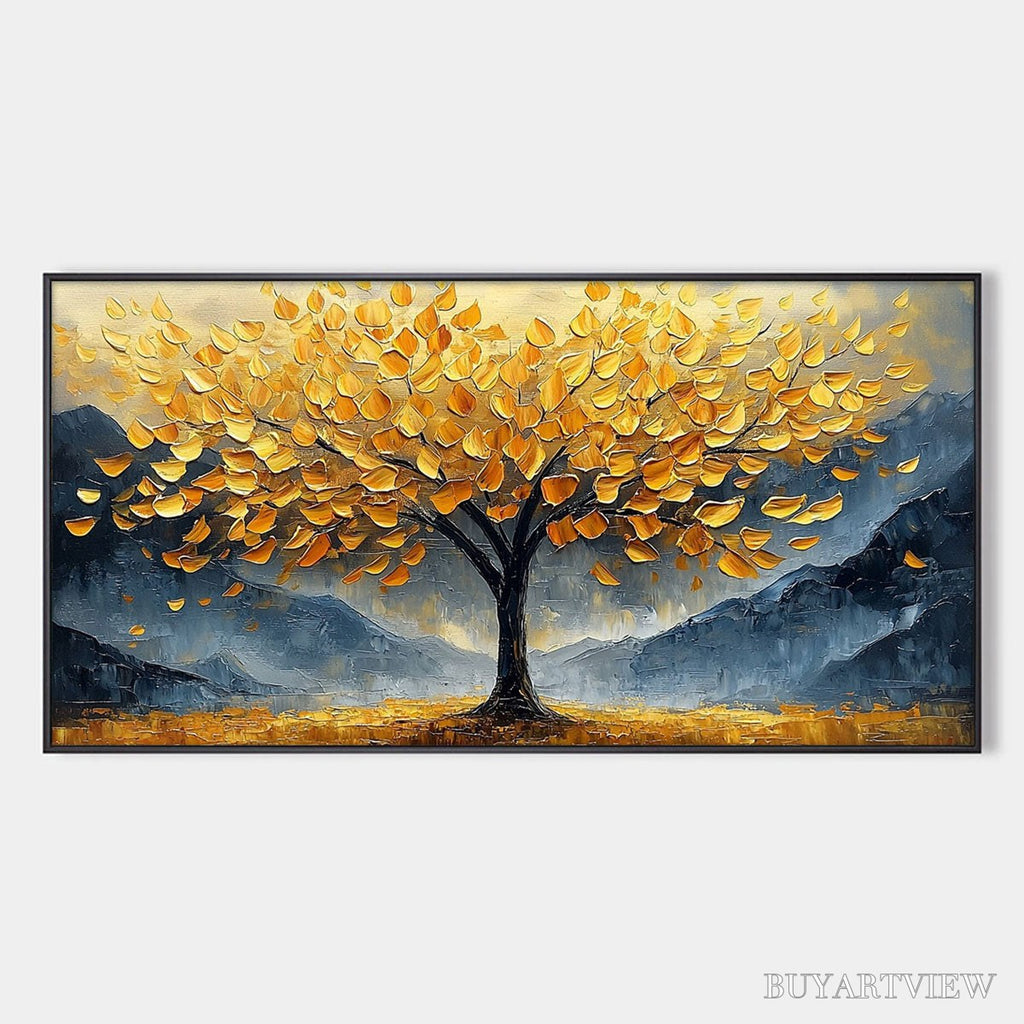 ARTOVITAS Golden Sanctuary – Textured Landscape Oil Painting - image 1