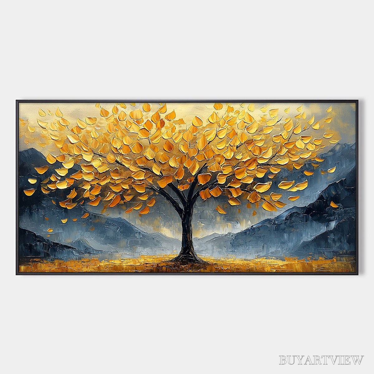 ARTOVITAS Golden Sanctuary – Textured Landscape Oil Painting - image 1