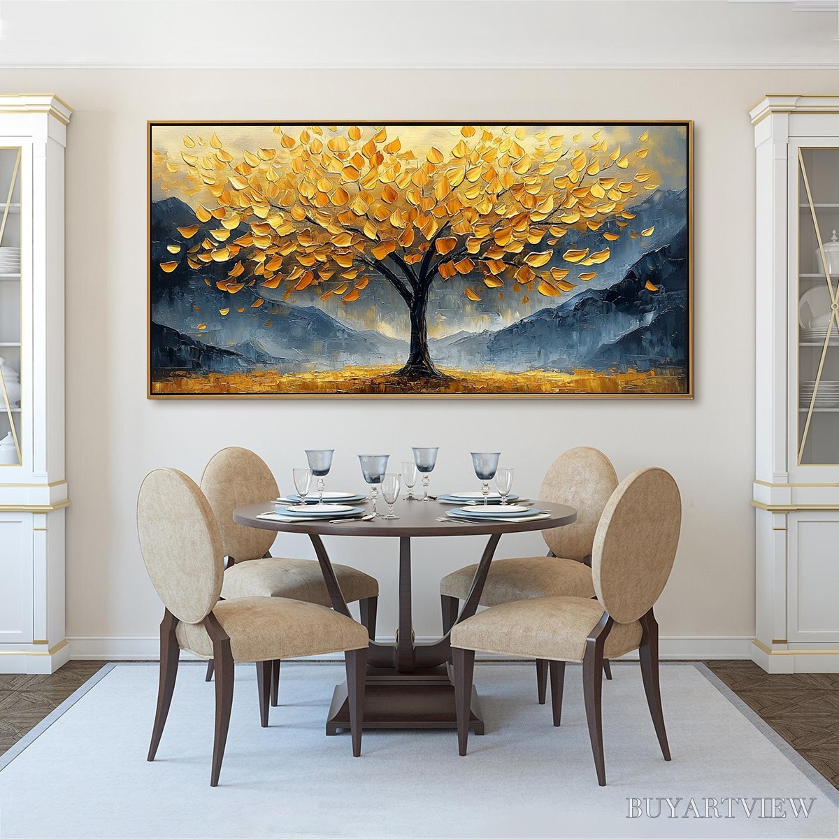 ARTOVITAS Golden Sanctuary – Textured Landscape Oil Painting - image 6