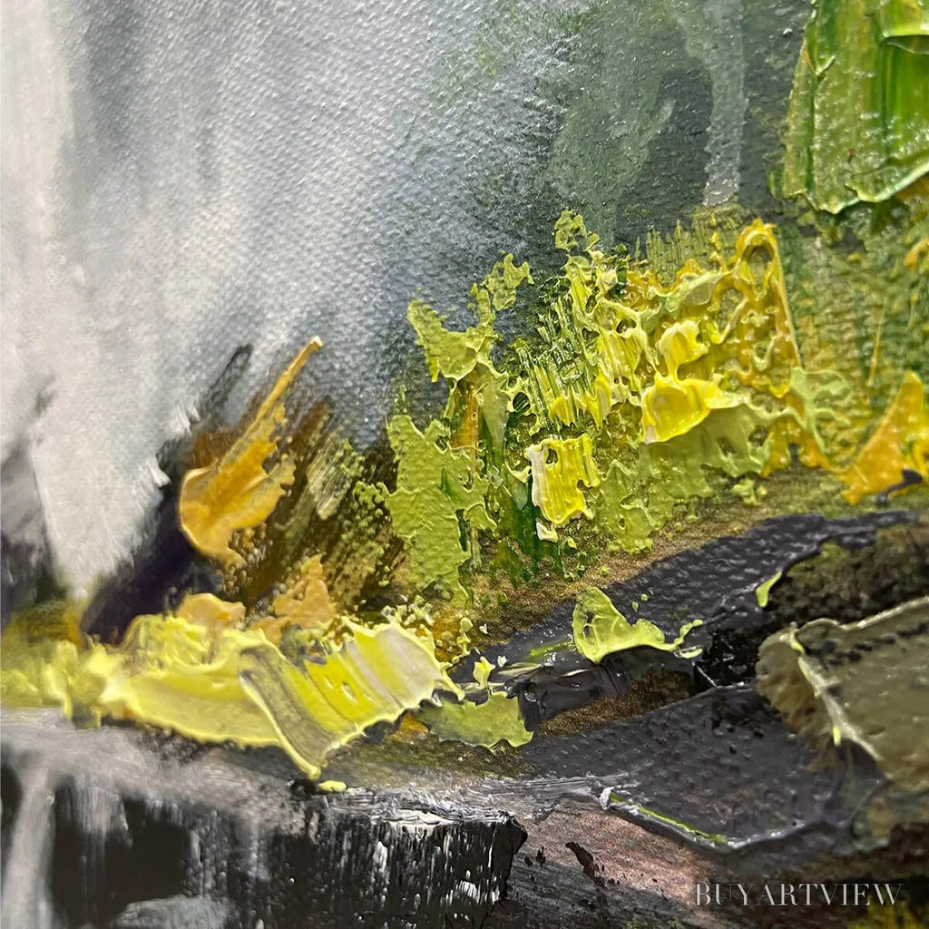 ARTOVITAS Cascading Mist – Waterfall Landscape Nature Oil Painting - image 5