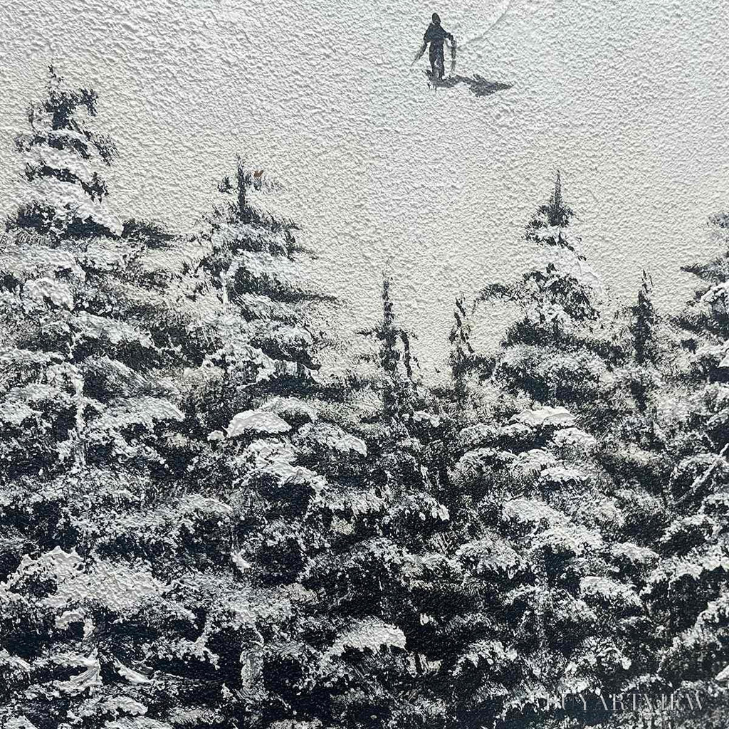 ARTOVITAS Alpine Symphony – Minimalist Skiing Scene on Textured Canvas - image 6