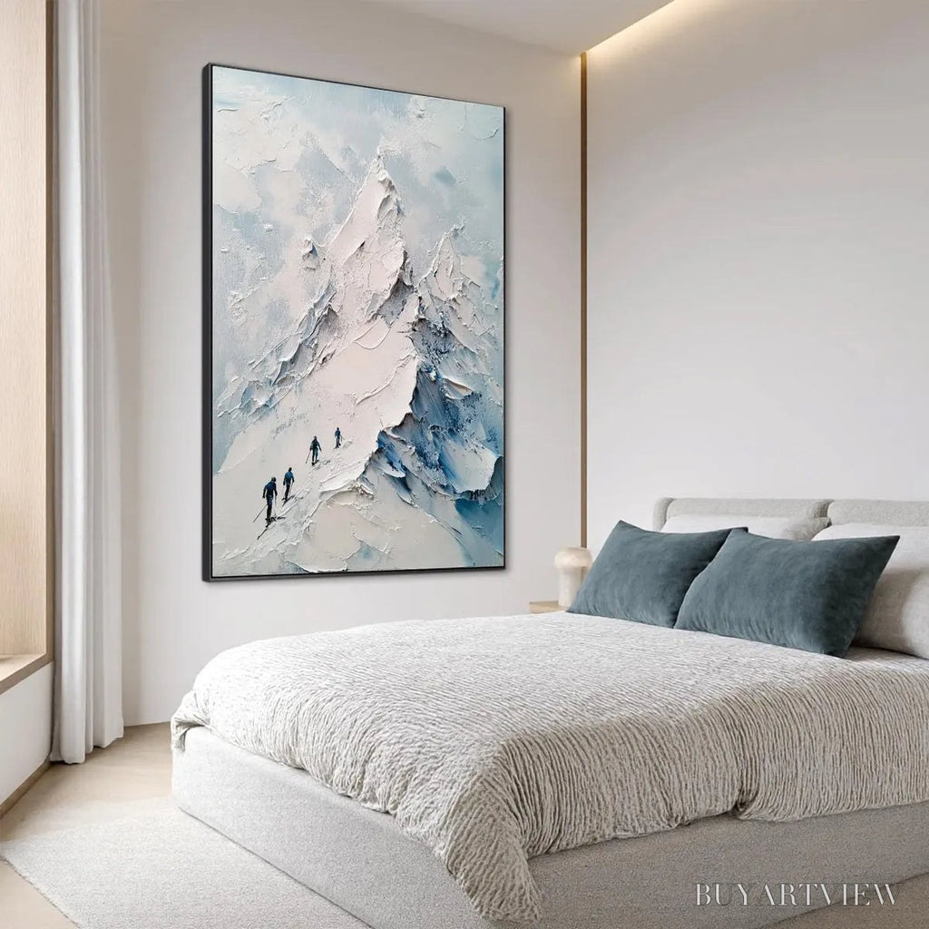ARTOVITAS Ascent – Textured Impasto Mountain Landscape Painting with Skiers - image 5