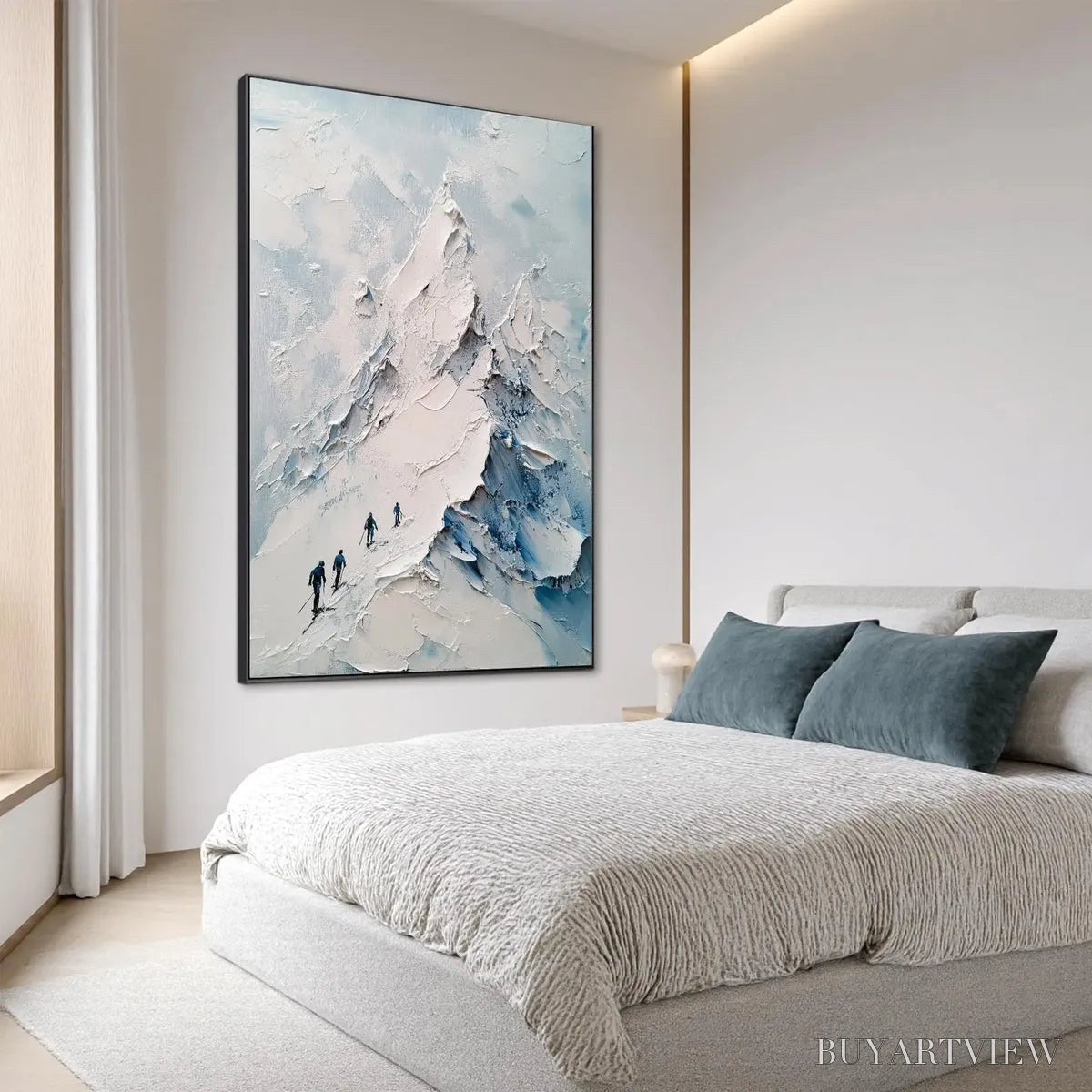 ARTOVITAS Ascent – Textured Impasto Mountain Landscape Painting with Skiers - image 5