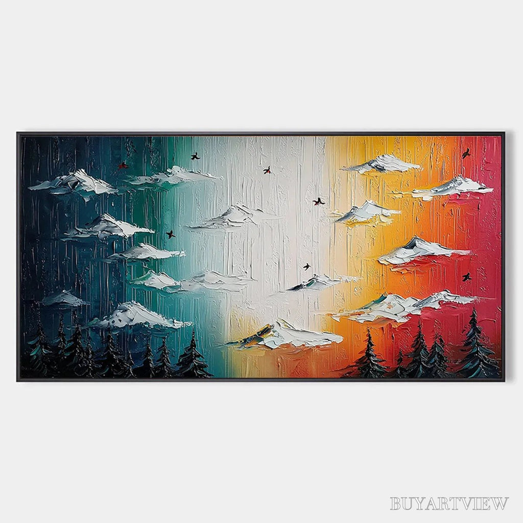 ARTOVITAS Chromatic Ascension – Colorful Mountain Landscape Impasto Oil Painting - image 1