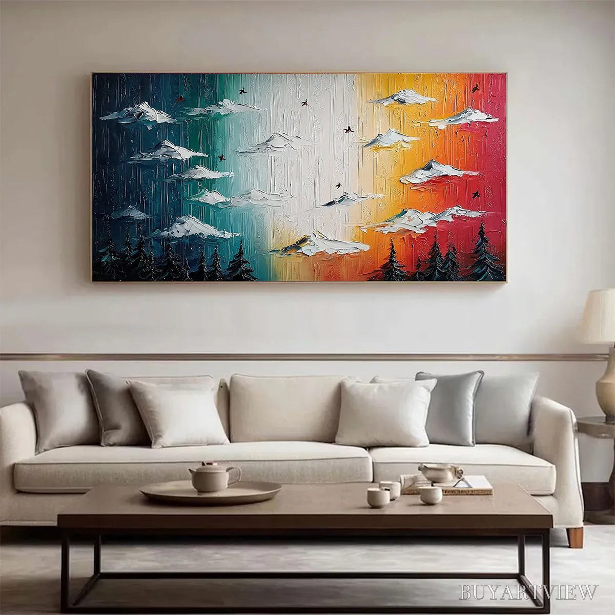 ARTOVITAS Chromatic Ascension – Colorful Mountain Landscape Impasto Oil Painting - image 2