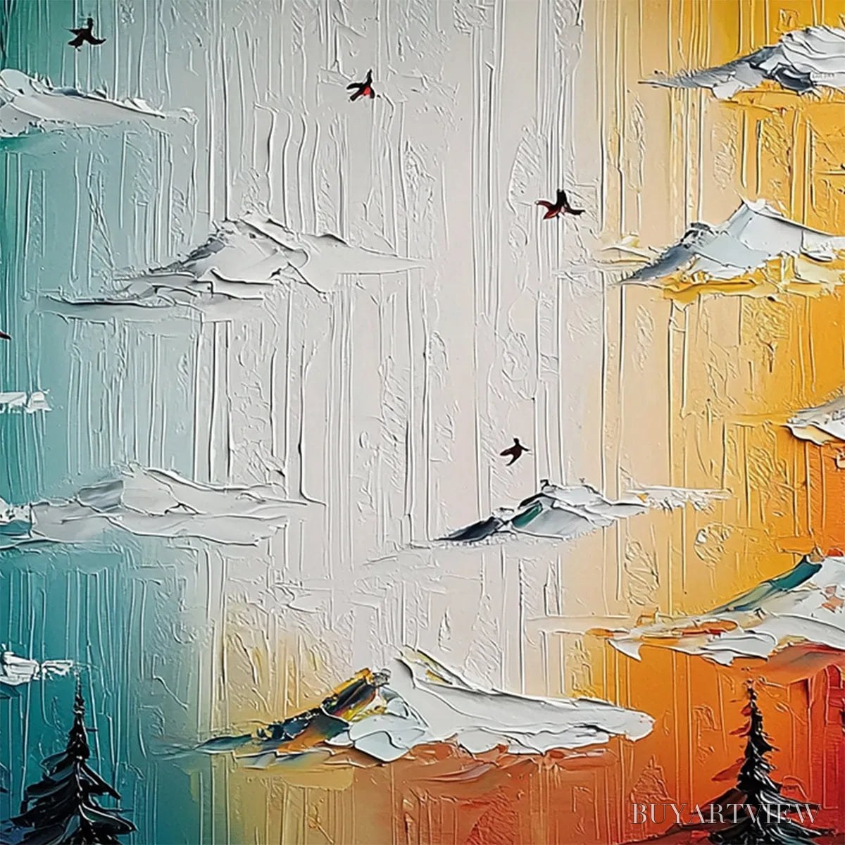 ARTOVITAS Chromatic Ascension – Colorful Mountain Landscape Impasto Oil Painting - image 4