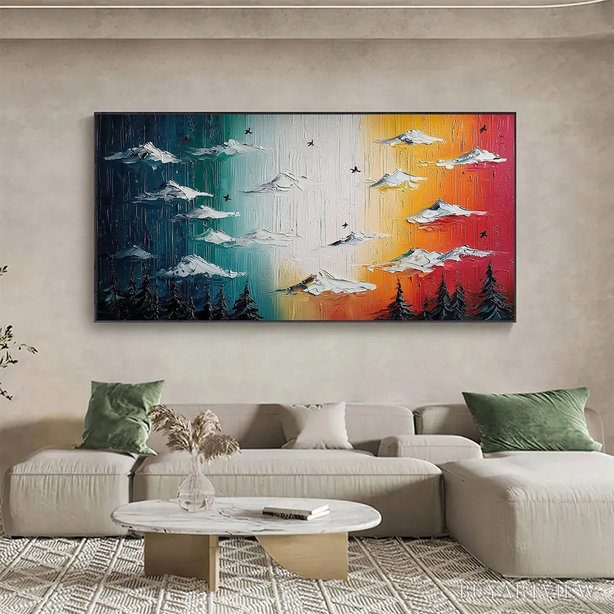 ARTOVITAS Chromatic Ascension – Colorful Mountain Landscape Impasto Oil Painting - image 5