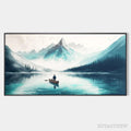 ARTOVITAS Solitude'S Embrace – Panoramic Lake and Mountain Landscape Oil Painting with Canoe - image 1