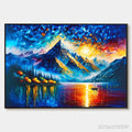 ARTOVITAS Majestic Sunrise – Mountain Landscape Oil Painting with Lake and Sailboat - image 1