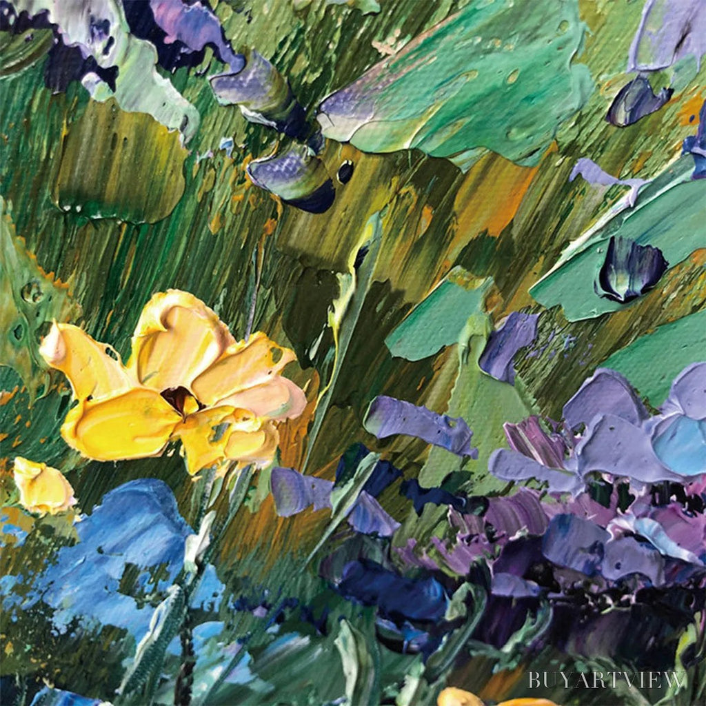 ARTOVITAS Blue Ridge Dawn – Landscape Oil Painting with Hydrangeas and Sunrise - image 3